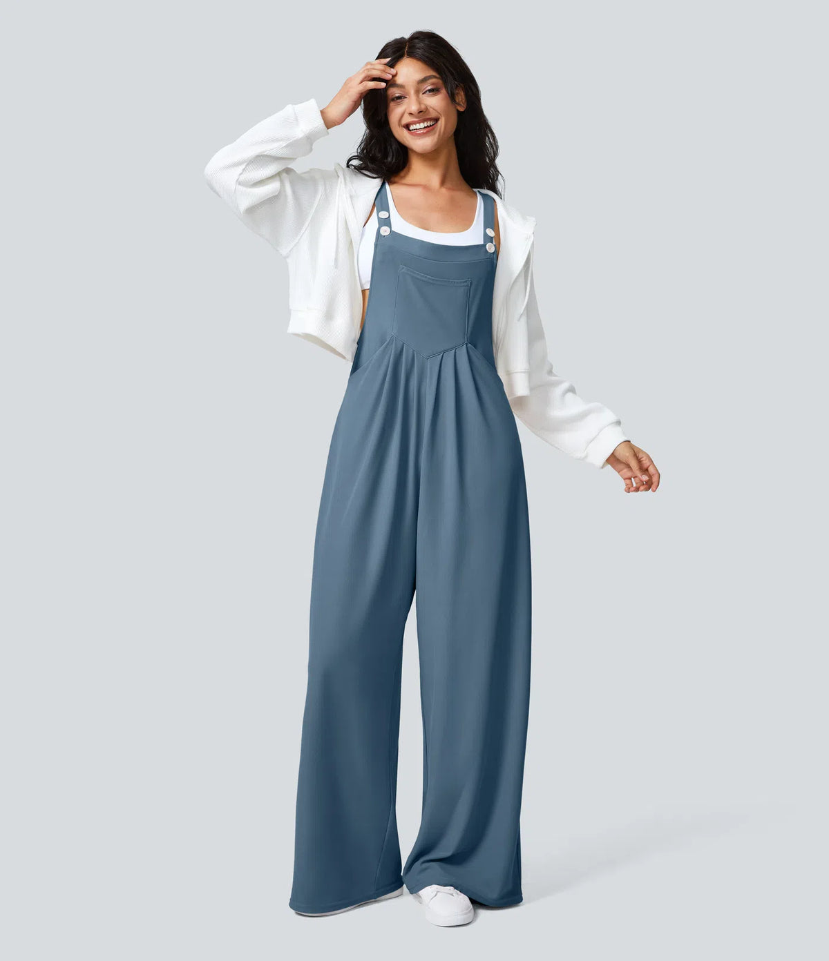 Anna | Pantalones con tirantes, botones ajustables en los tirantes y varios bolsillos