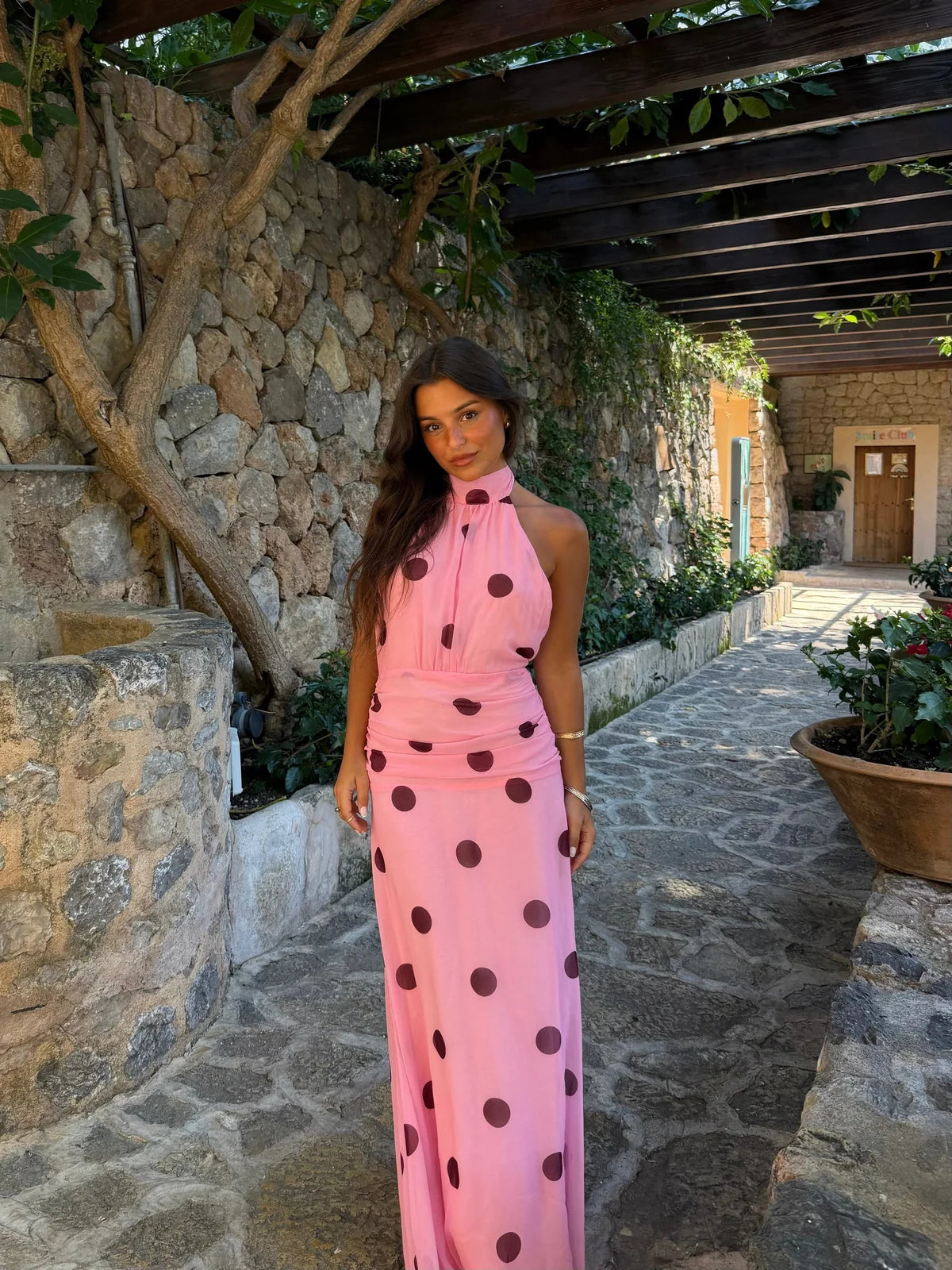 Nora | Vestido largo de corte ajustado en tonos rosa