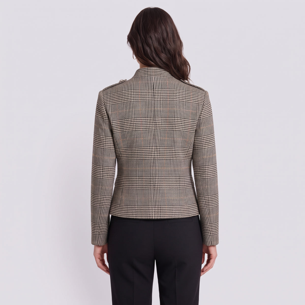Daniela | Chaqueta Napoleón con cuello de pie y estampado de pata de gallo