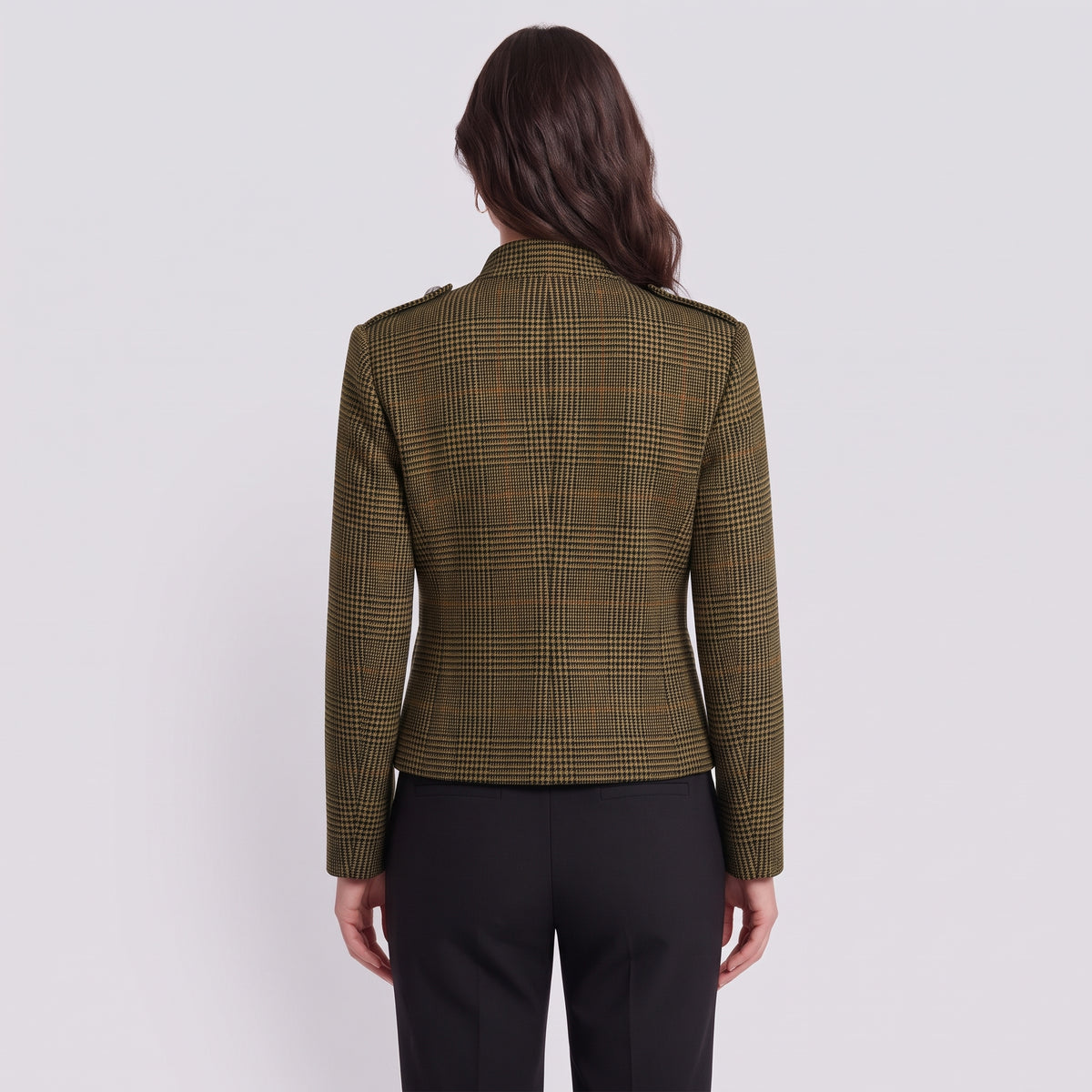 Daniela | Chaqueta Napoleón con cuello de pie y estampado de pata de gallo