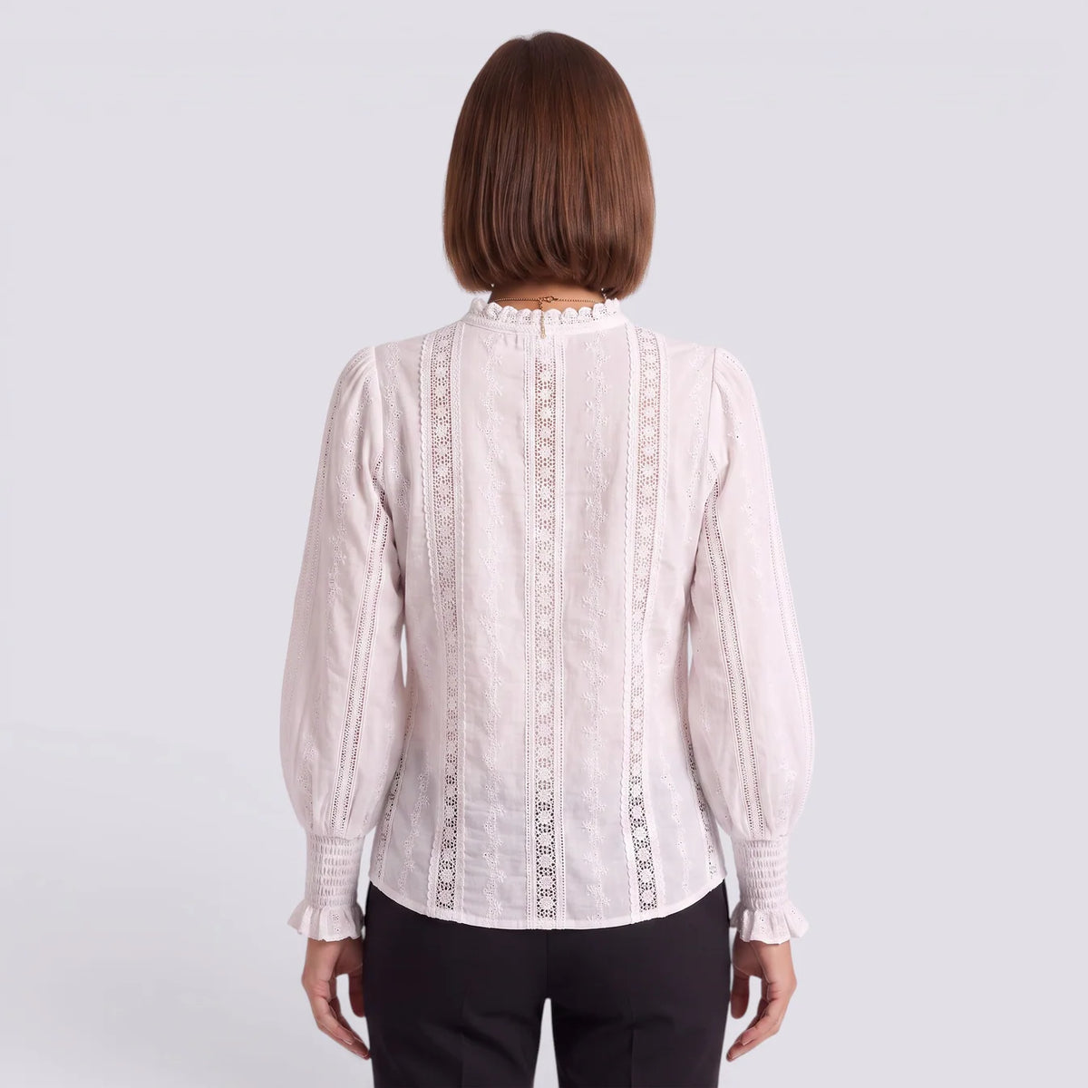 Zaira | Camisa encaje manga farol bordado