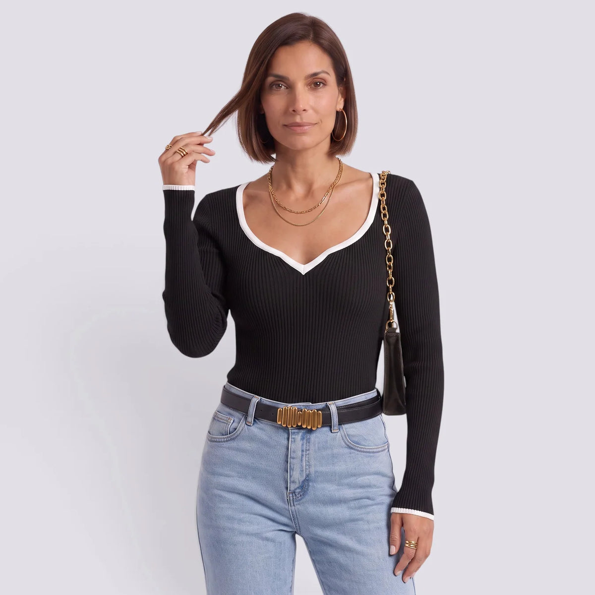 Paula | Camiseta rayas oversize cuello pico