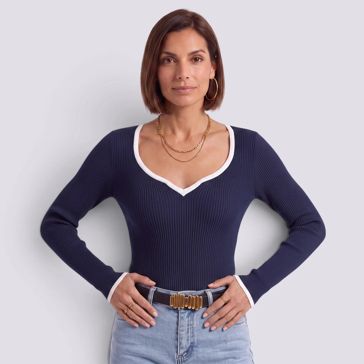 Paula | Camiseta rayas oversize cuello pico