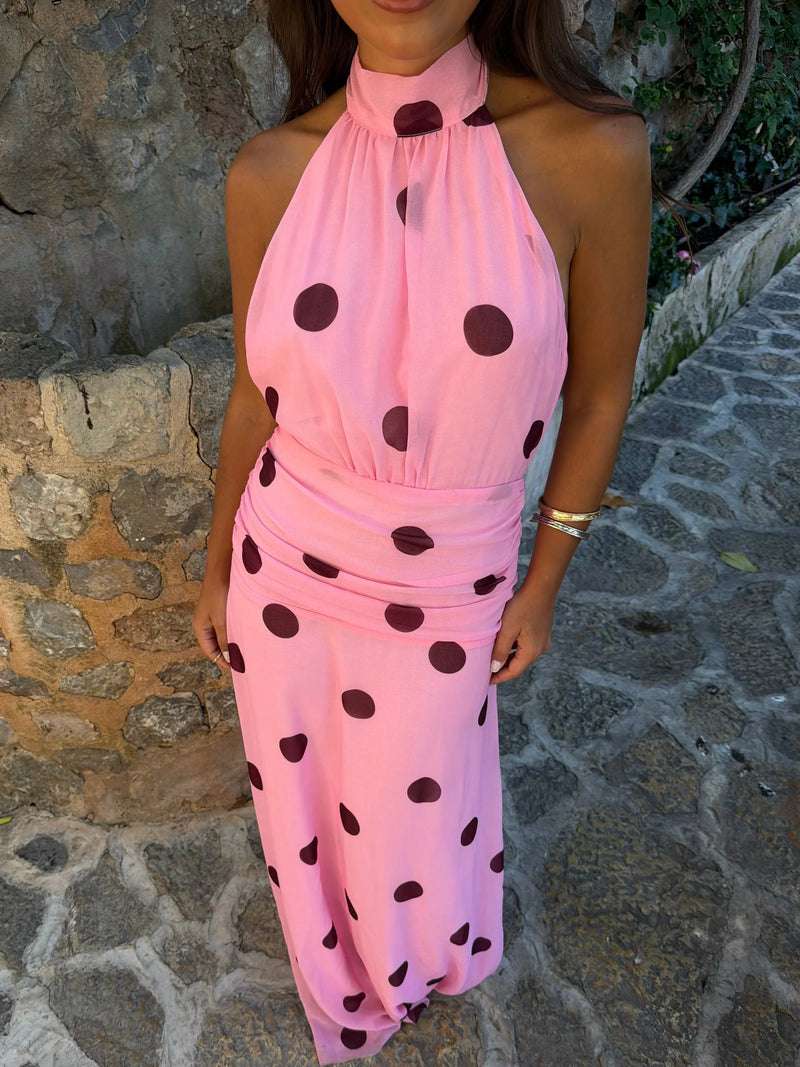 Nora | Vestido largo de corte ajustado en tonos rosa