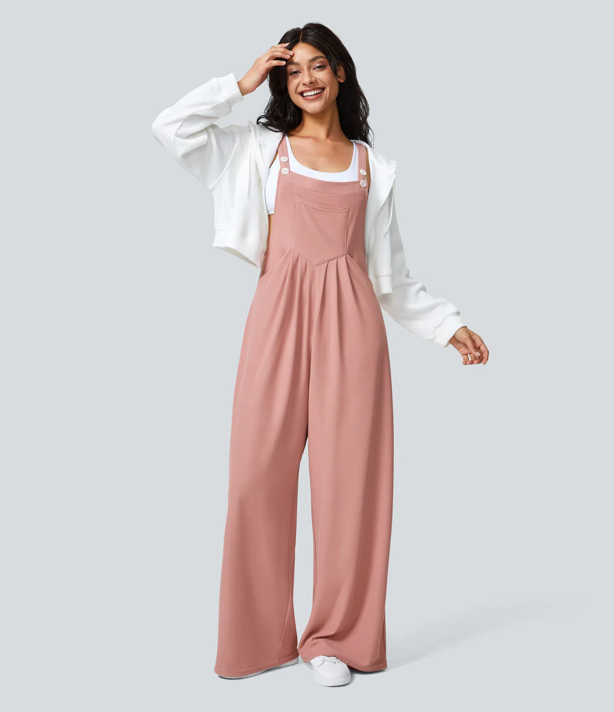 Anna | Pantalones con tirantes, botones ajustables en los tirantes y varios bolsillos