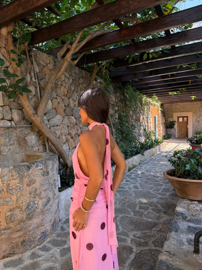 Nora | Vestido largo de corte ajustado en tonos rosa