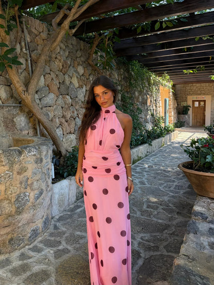 Nora | Vestido largo de corte ajustado en tonos rosa