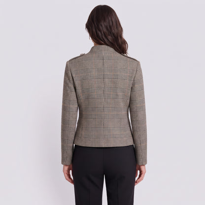 Daniela | Chaqueta Napoleón con cuello de pie y estampado de pata de gallo