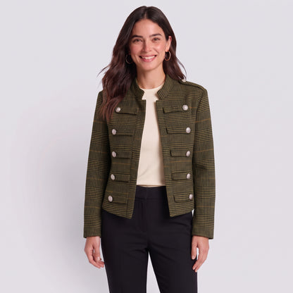 Daniela | Chaqueta Napoleón con cuello de pie y estampado de pata de gallo