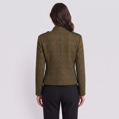Daniela | Chaqueta Napoleón con cuello de pie y estampado de pata de gallo