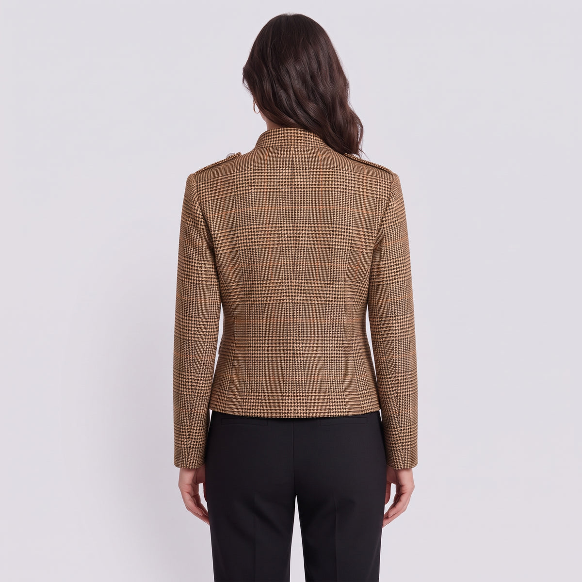 Daniela | Chaqueta Napoleón con cuello de pie y estampado de pata de gallo