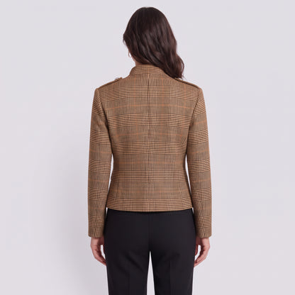 Daniela | Chaqueta Napoleón con cuello de pie y estampado de pata de gallo