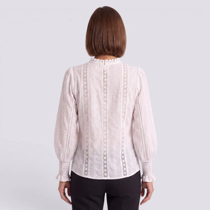 Zaira | Camisa encaje manga farol bordado