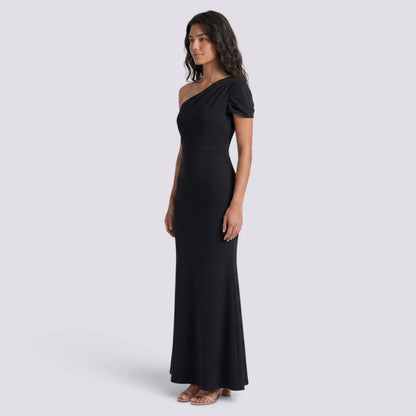 Paola | Vestido largo mujer escote asimétrico