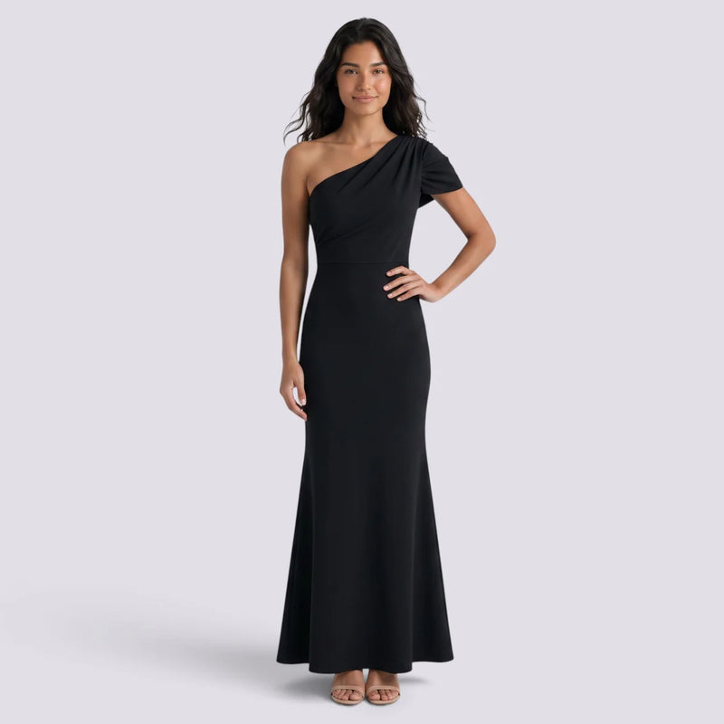 Paola | Vestido largo mujer escote asimétrico