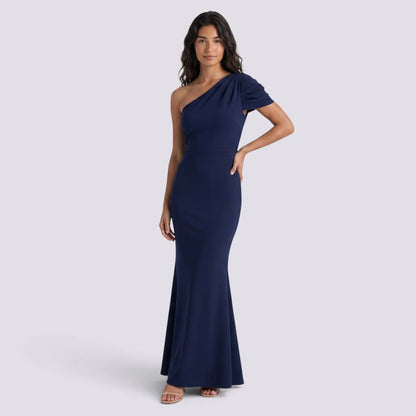 Paola | Vestido largo mujer escote asimétrico
