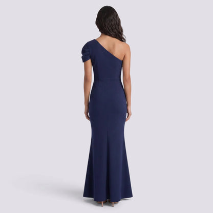 Paola | Vestido largo mujer escote asimétrico