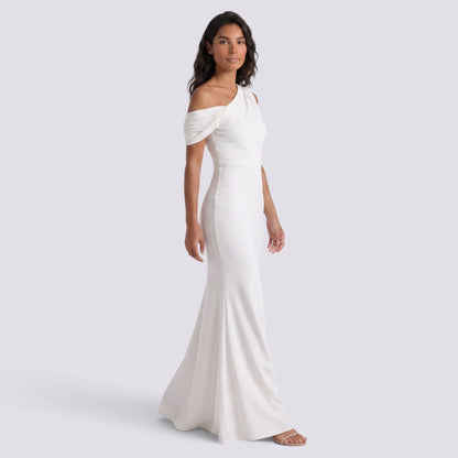 Paola | Vestido largo mujer escote asimétrico