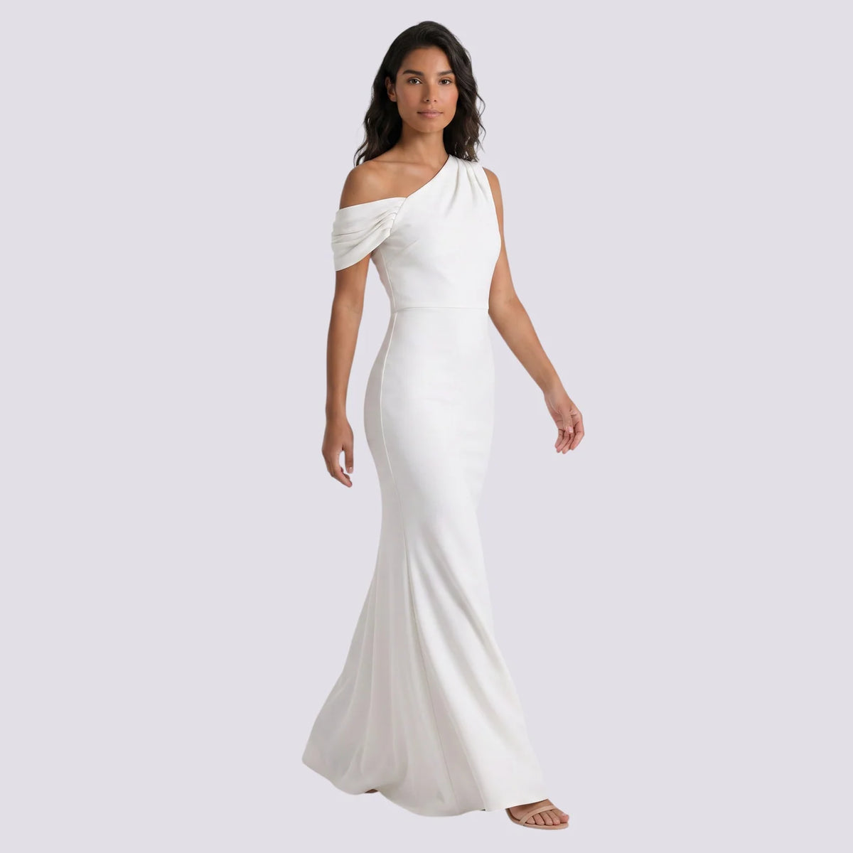 Paola | Vestido largo mujer escote asimétrico