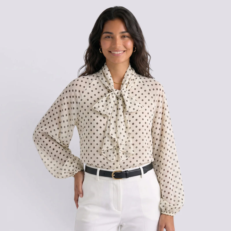 Laura | Blusa lunares lazo manga