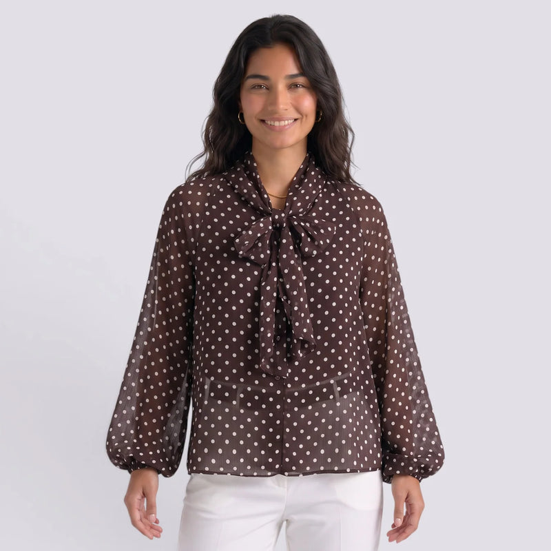 Laura | Blusa lunares lazo manga