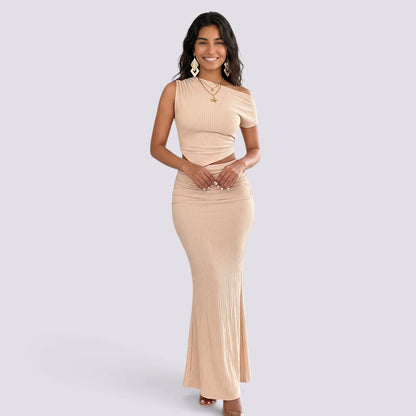 Nuria | Conjunto dos piezas elegante un hombro y falda sirena
