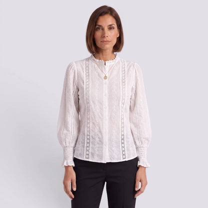 Zaira | Camisa encaje manga farol bordado