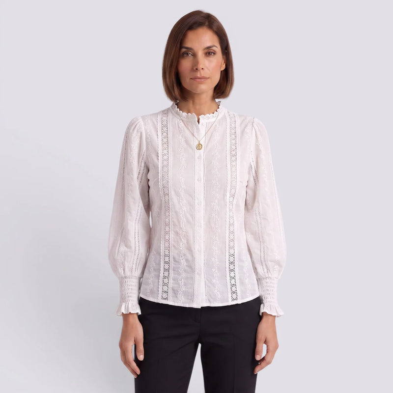 Zaira | Camisa encaje manga farol bordado
