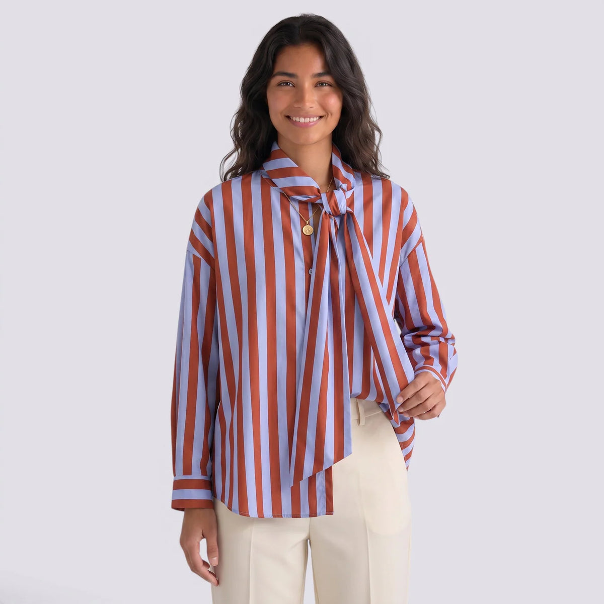 Olivia | Camisa rayas manga larga con lazo