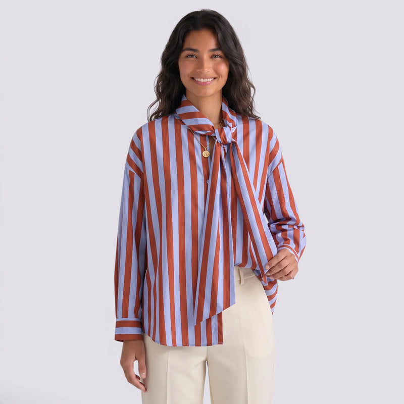 Olivia | Camisa rayas manga larga con lazo