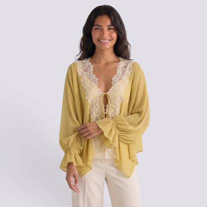 Isabel | Blusa manga larga encaje lazada