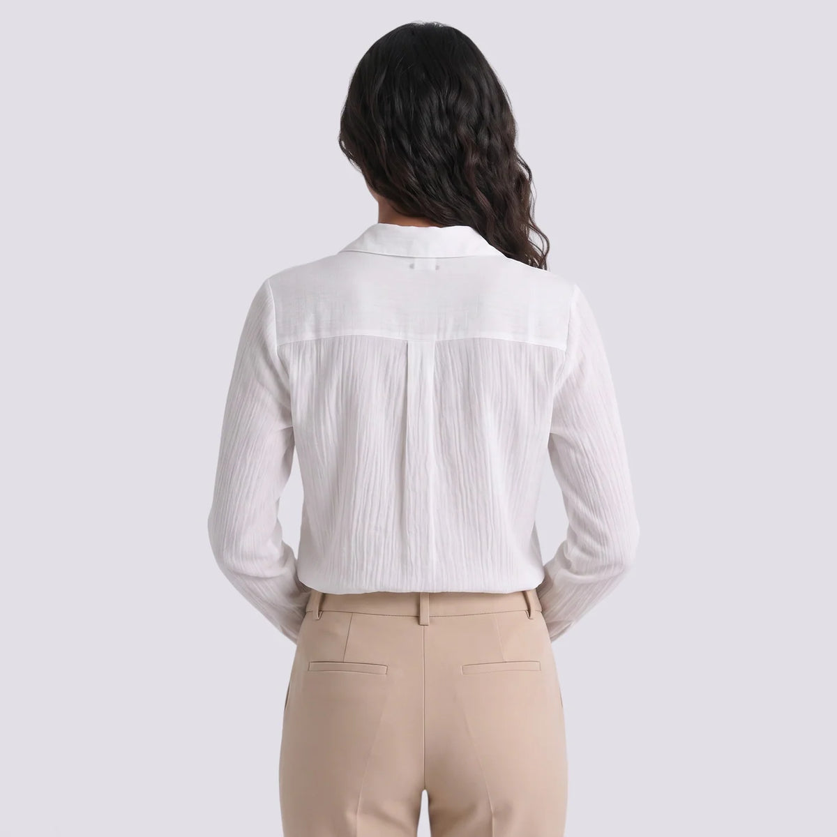 Adriana | Camisa estampada manga larga cuello solapa