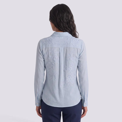Adriana | Camisa estampada manga larga cuello solapa